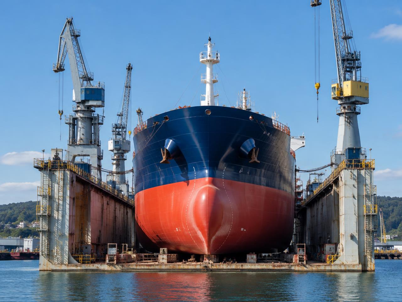 Illustrative vessel in a floating dock